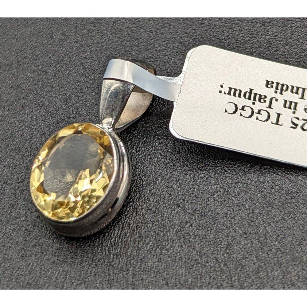 Sterling Silver TGGC 925 India Yellow Citrine Oval Gemstone Pendant for Necklace